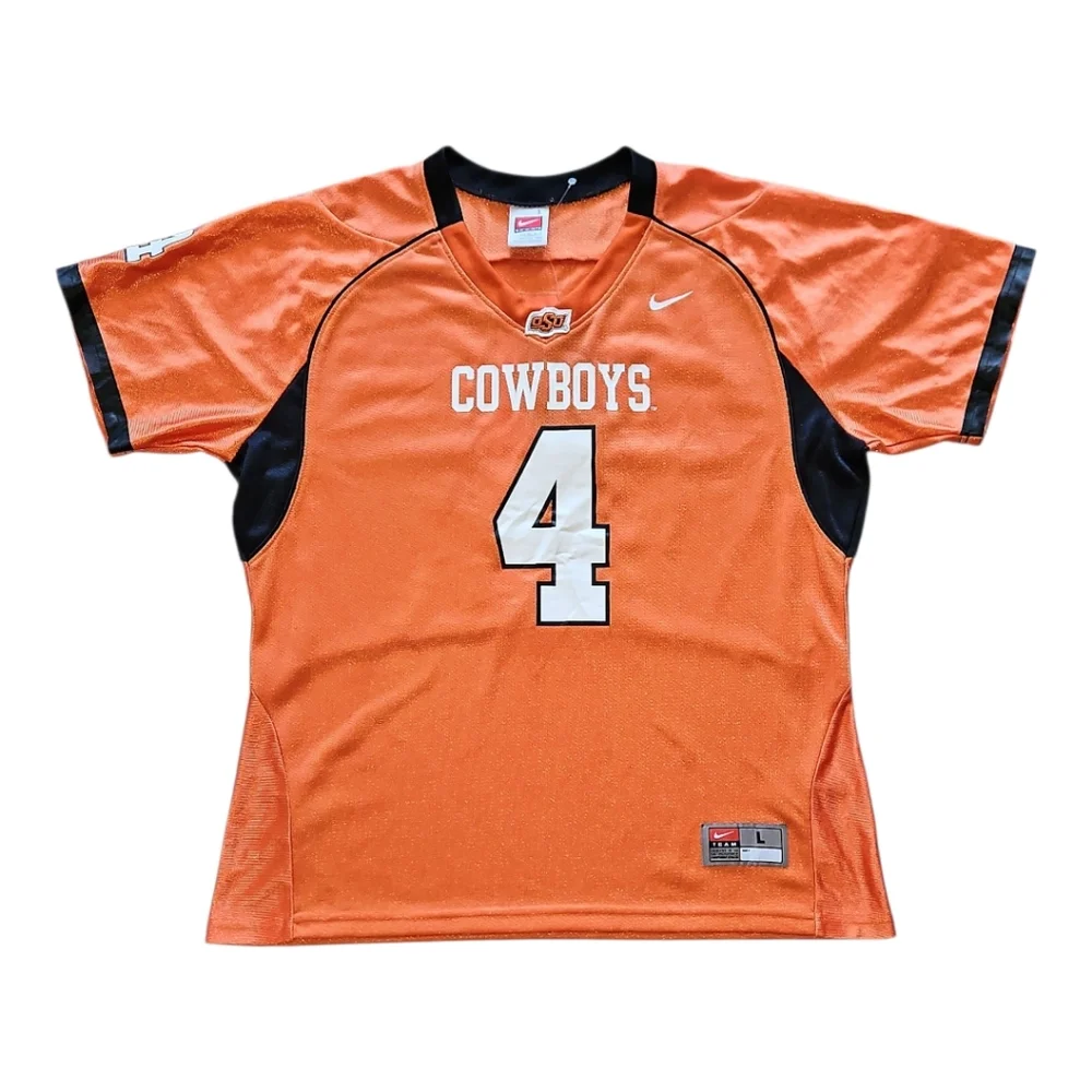 Nike NWT Oklahoma State  Cowboys #4 Jersey, Shirt Top V-neck Girls/Junior L